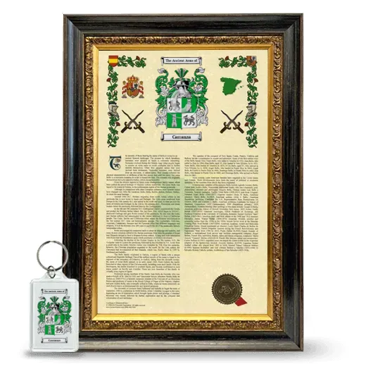 Carranza Framed Armorial History and Keychain - Heirloom