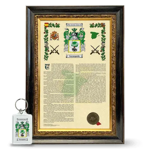 Carrasquedo Framed Armorial History and Keychain - Heirloom