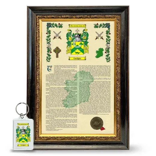 Carrigan Framed Armorial History and Keychain - Heirloom