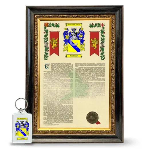 Carthorp Framed Armorial History and Keychain - Heirloom