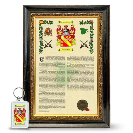 Carvalhal Framed Armorial History and Keychain - Heirloom
