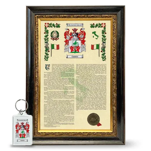 Caserta Framed Armorial History and Keychain - Heirloom