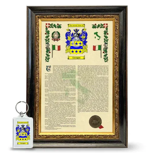 Castagno Framed Armorial History and Keychain - Heirloom