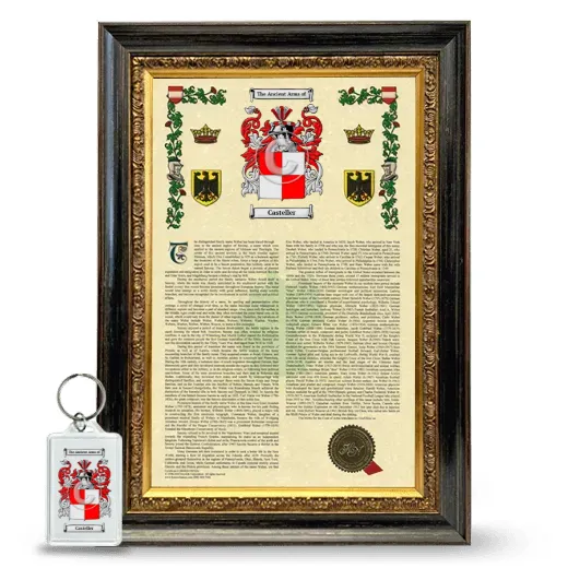 Casteller Framed Armorial History and Keychain - Heirloom