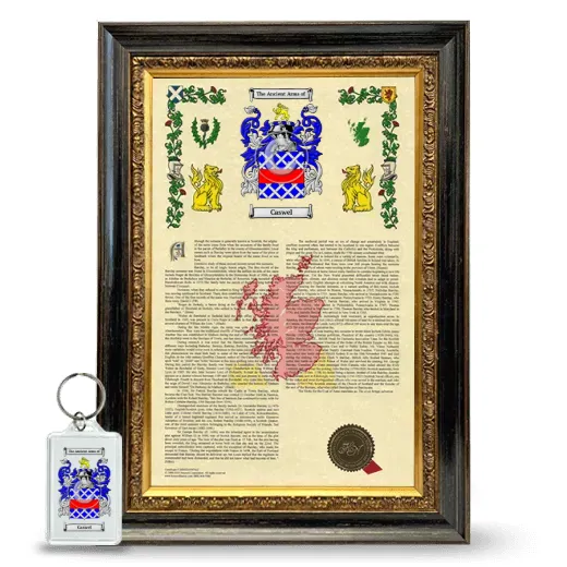 Caswel Framed Armorial History and Keychain - Heirloom