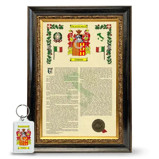 Catanuso Framed Armorial History and Keychain - Heirloom