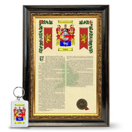 Cation Framed Armorial History and Keychain - Heirloom