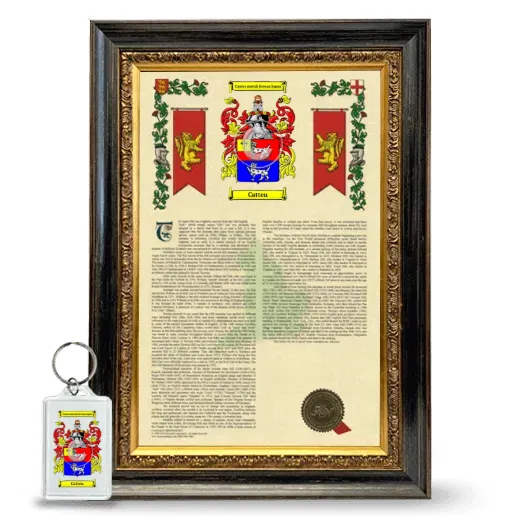 Catten Framed Armorial History and Keychain - Heirloom