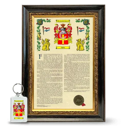 Catts Framed Armorial History and Keychain - Heirloom