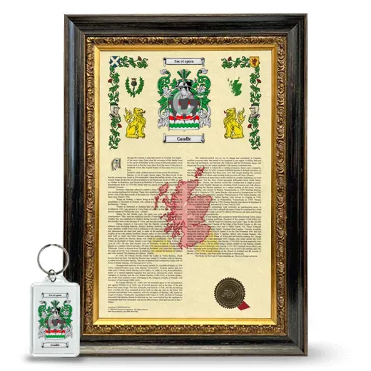 Caudle Framed Armorial History and Keychain - Heirloom