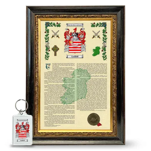 Caufield Framed Armorial History and Keychain - Heirloom