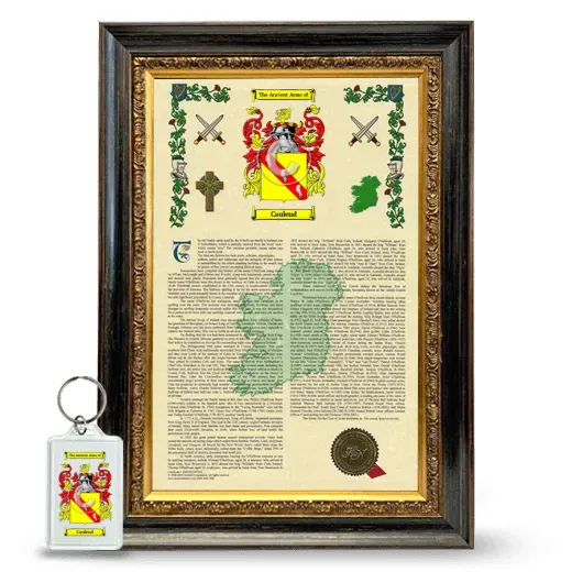 Caulend Framed Armorial History and Keychain - Heirloom