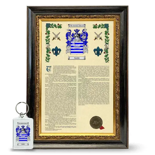 Cavitt Framed Armorial History and Keychain - Heirloom