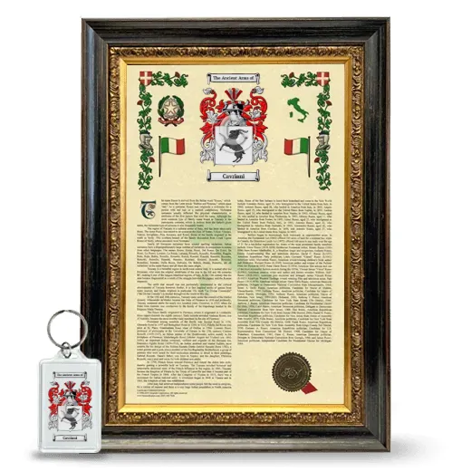 Cavriani Framed Armorial History and Keychain - Heirloom