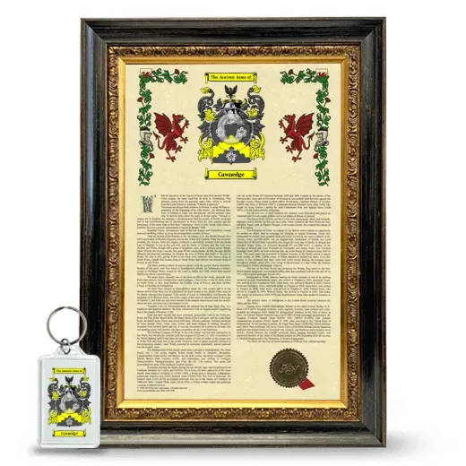 Cawnedge Framed Armorial History and Keychain - Heirloom