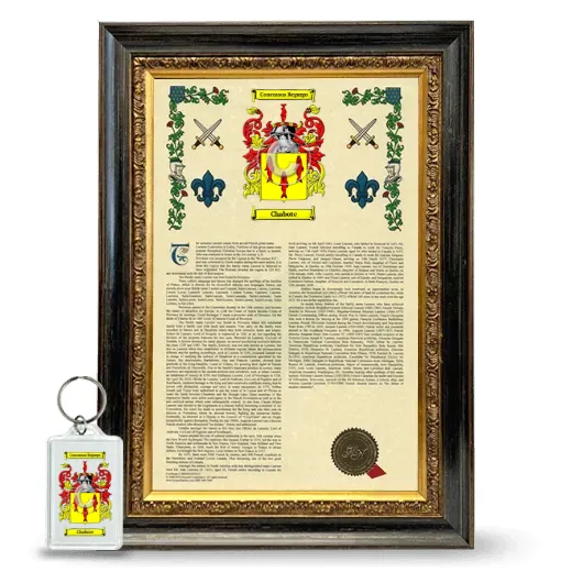 Chabote Framed Armorial History and Keychain - Heirloom