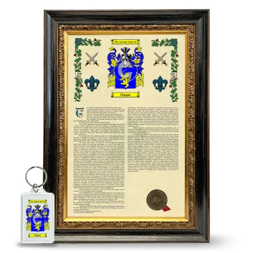 Chagne Framed Armorial History and Keychain - Heirloom