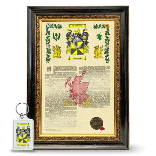 Champale Framed Armorial History and Keychain - Heirloom