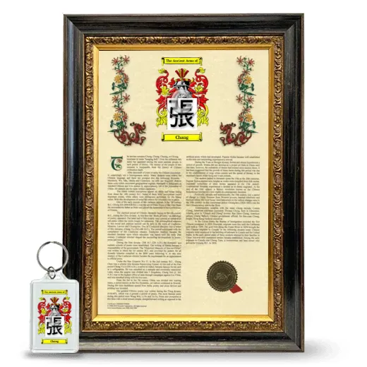Chang Framed Armorial History and Keychain - Heirloom