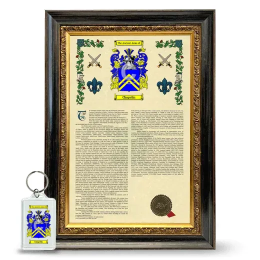 Chapelin Framed Armorial History and Keychain - Heirloom