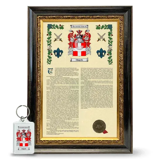 Chapels Framed Armorial History and Keychain - Heirloom