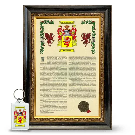 Charleton Framed Armorial History and Keychain - Heirloom
