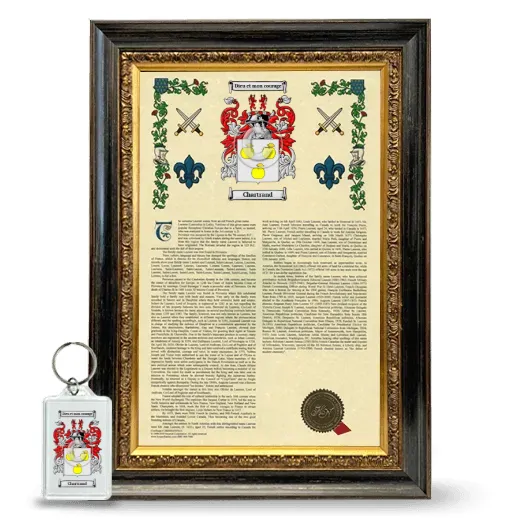 Chartrand Framed Armorial History and Keychain - Heirloom