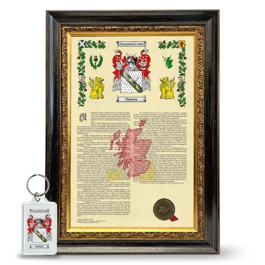Chasney Framed Armorial History and Keychain - Heirloom
