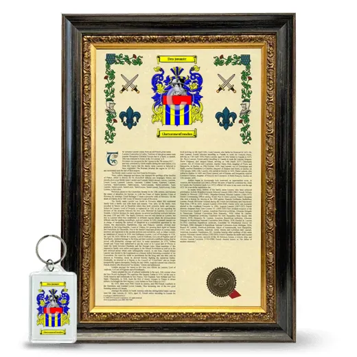 Chateauneuf'randon Framed Armorial History and Keychain - Heirloom