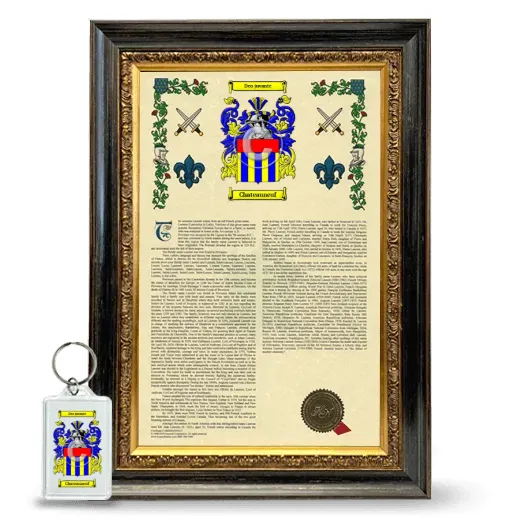 Chateauneuf Framed Armorial History and Keychain - Heirloom