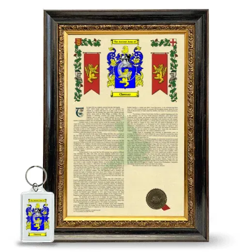 Cheesay Framed Armorial History and Keychain - Heirloom