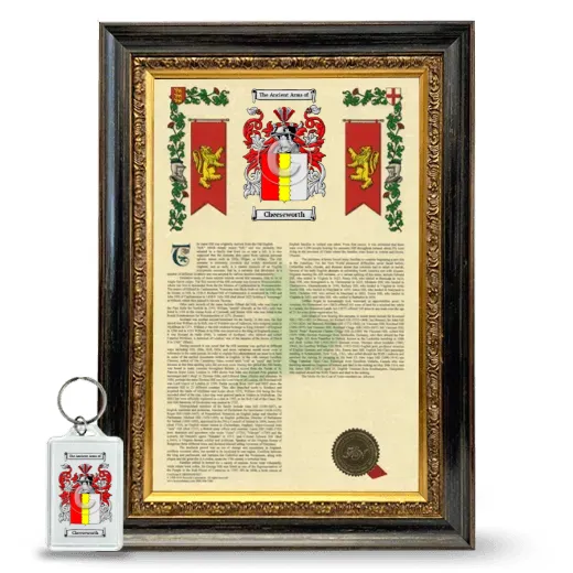 Cheeseworth Framed Armorial History and Keychain - Heirloom