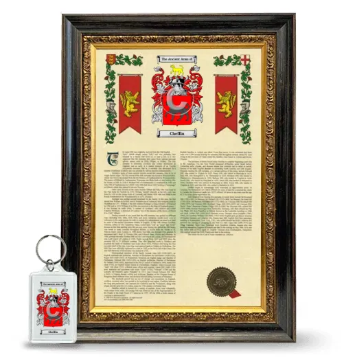 Cheffin Framed Armorial History and Keychain - Heirloom