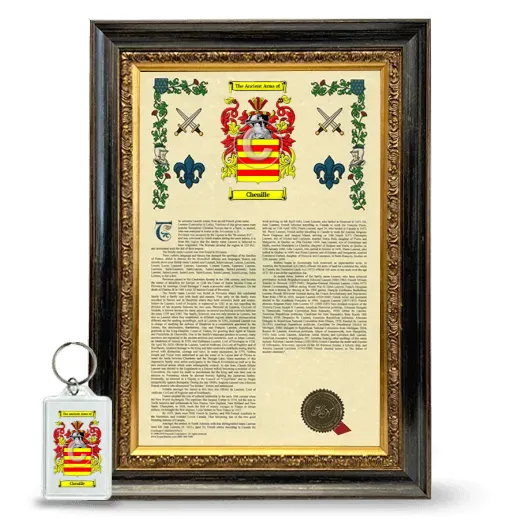 Chenille Framed Armorial History and Keychain - Heirloom