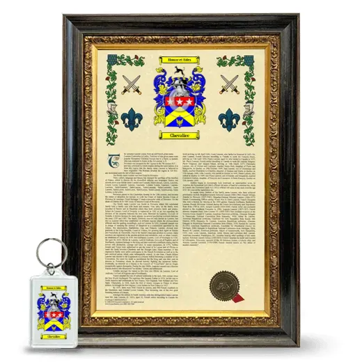 Chevaliee Framed Armorial History and Keychain - Heirloom