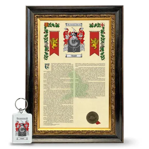 Chomb Framed Armorial History and Keychain - Heirloom