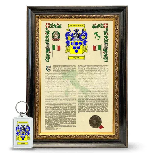 Ciprian Framed Armorial History and Keychain - Heirloom