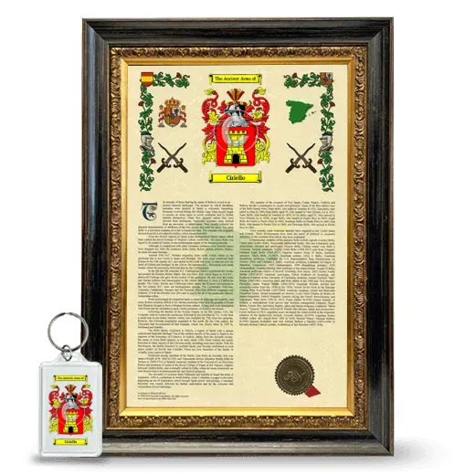 Ciriello Framed Armorial History and Keychain - Heirloom