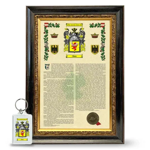 Claus Framed Armorial History and Keychain - Heirloom