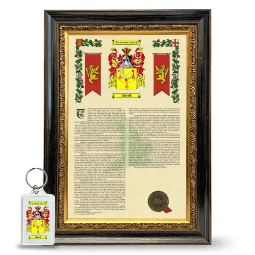 Clavell Framed Armorial History and Keychain - Heirloom