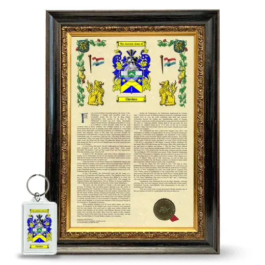 Claviers Framed Armorial History and Keychain - Heirloom