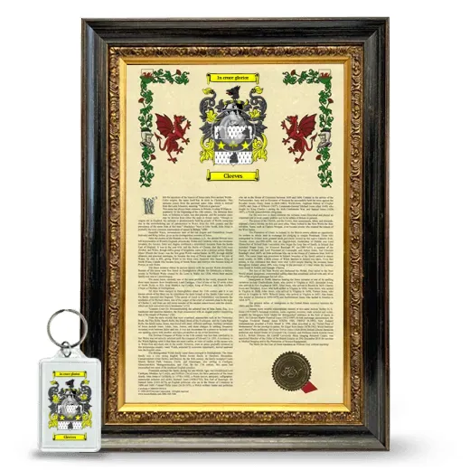 Cleeves Framed Armorial History and Keychain - Heirloom
