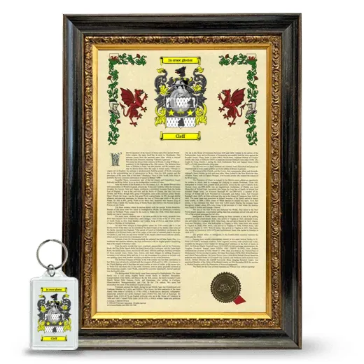 Cleff Framed Armorial History and Keychain - Heirloom