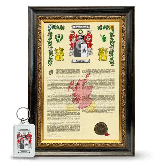 Cleghyrne Framed Armorial History and Keychain - Heirloom