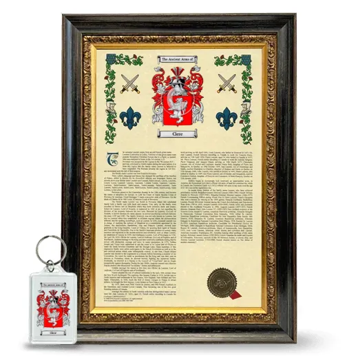 Clere Framed Armorial History and Keychain - Heirloom