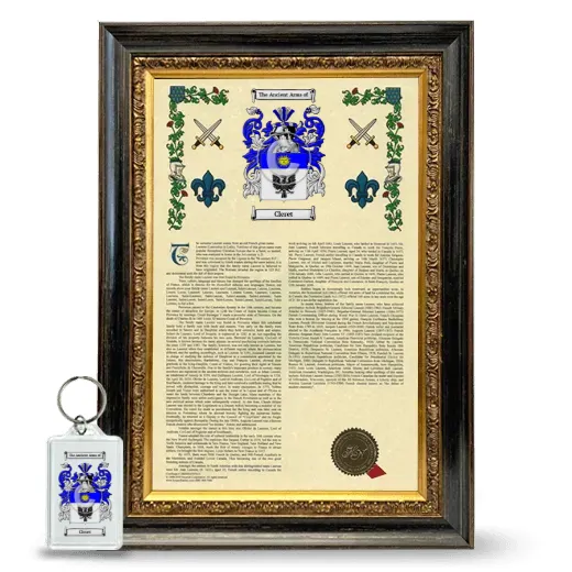 Cleret Framed Armorial History and Keychain - Heirloom