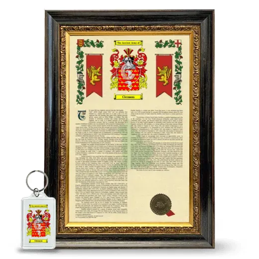 Clermon Framed Armorial History and Keychain - Heirloom