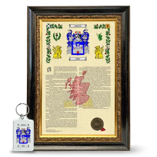 Clert Framed Armorial History and Keychain - Heirloom