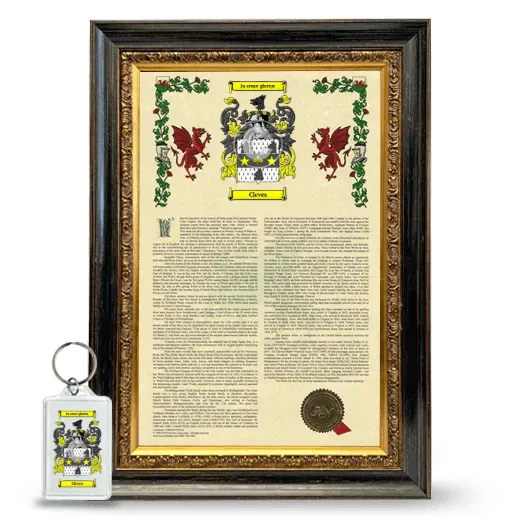Cleves Framed Armorial History and Keychain - Heirloom