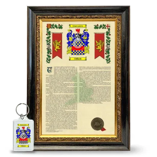 Cliffarde Framed Armorial History and Keychain - Heirloom